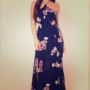 floral cut-out maxi dress
